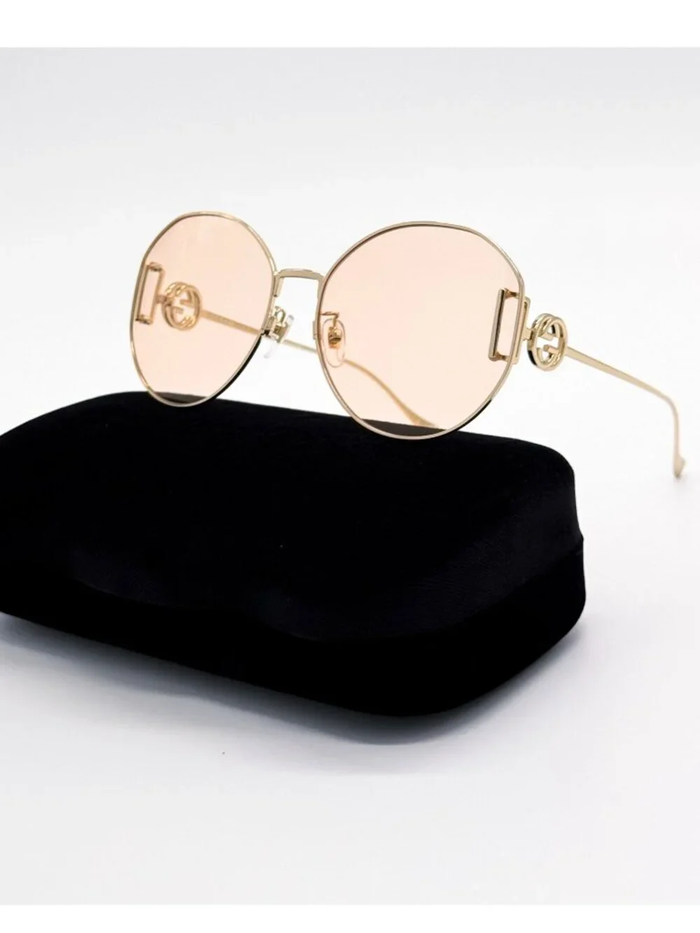 New Gucci Gold Cream Round Women Sunglasses GG1206SA 004